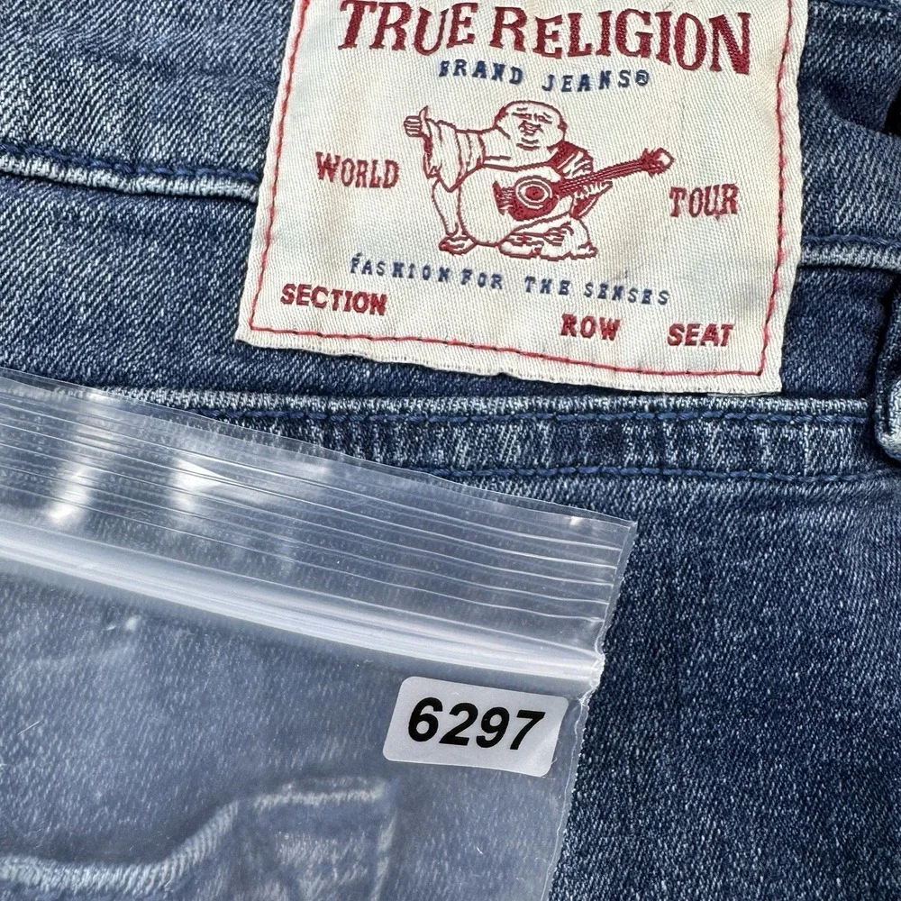 True Religion Rocco Relaxed Skinny Moto Men's Stretch Denim Jeans Size 42x34